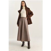 Karierter High-Waist A-Linien-Maxirock