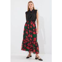 High-Waist Maxi-Rock mit Blumenprint