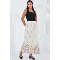 Fließender Maxi-Rock mit Blumenmuster