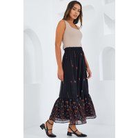 High-Waist Maxi-Rock mit Blumenmuster