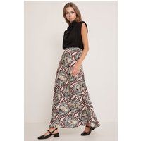 Eleganter gemusterter Satin-Maxirock