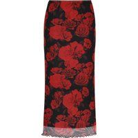 Romantischer Maxirock mit floralem Netzdruck