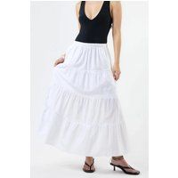 Gestufter Dobby-Maxirock mit hoher Taille