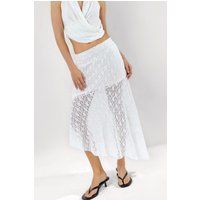 Asymmetrischer Midirock aus floraler Spitze