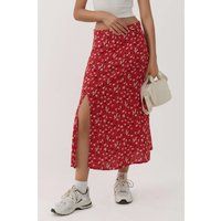 Blumiger Midirock mit hohem Schlitz