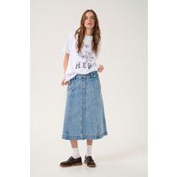 A-Linien Jeans-Midirock mit Knopfleiste
