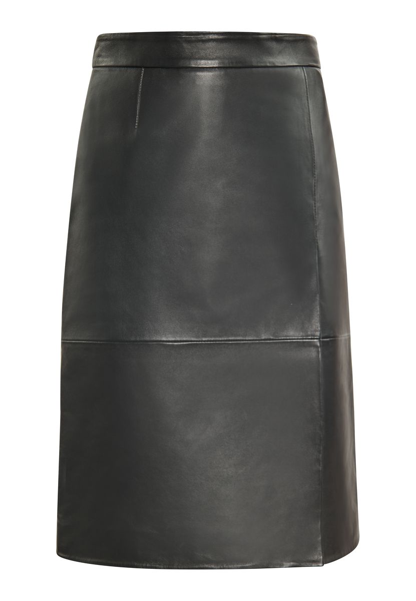 Eleganter Leder-Midirock mit Schlitz