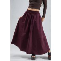 High-Waist Midi-Rock aus Baumwollmix