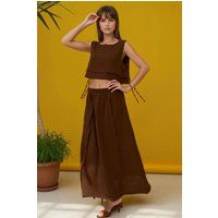 Musselin Crop-Top und Maxirock-Set
