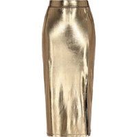 Goldener High-Waist Midirock