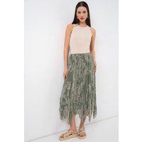 Asymmetrischer Midirock mit Paisleymuster