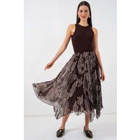 Fließender Midi-Rock mit Paisleymuster