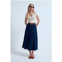 Hochtaillierter A-Linien Denim-Midirock