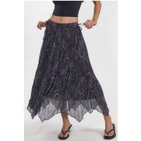 Plissierter Midirock mit Paisley-Muster