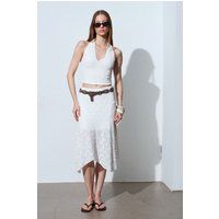 Midirock aus Spitze mit hoher Taille