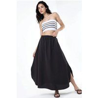 High-Waist Midi-Rock aus Popeline