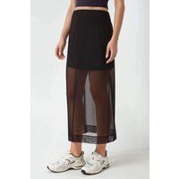 Hochtaillierter Midi-Rock mit Mesh-Overlay