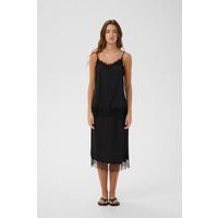Eleganter Satin-Midirock mit Spitzenborte