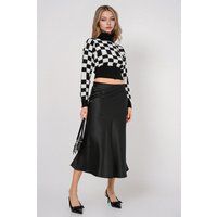 Eleganter Satin-Midirock in A-Linie
