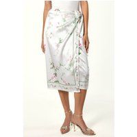 Midi-Wickelrock aus Satin mit Blumenmuster