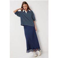Eleganter Satin-Maxirock mit Spitze