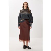 Eleganter Satin-Maxirock mit Spitzenbesatz