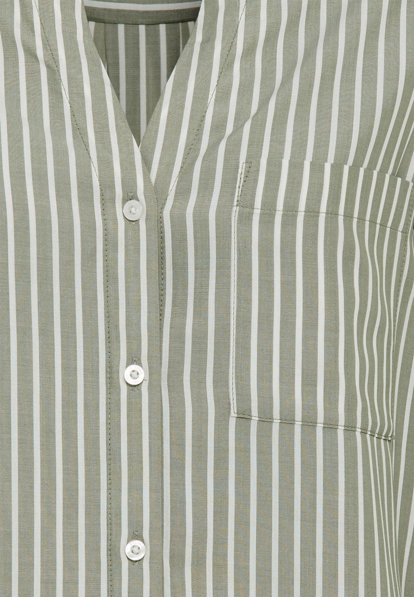 Gestreifte Viskose-Bluse mit Brusttasche