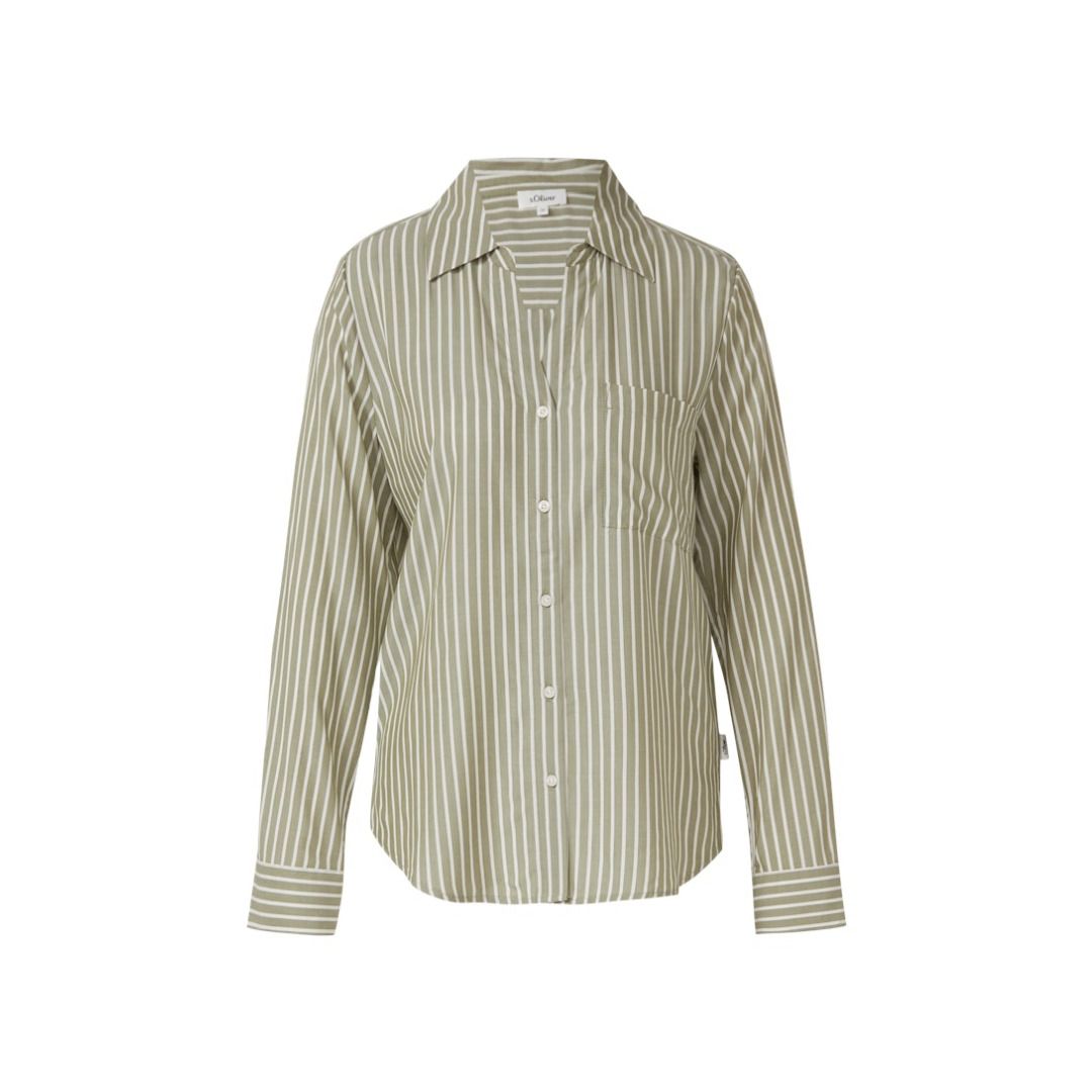 Gestreifte Viskose-Bluse mit Brusttasche