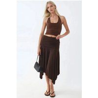 Asymmetrischer drapierter Jersey-Midirock