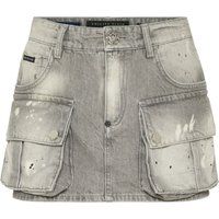 Distressed Denim-Cargo-Minirock
