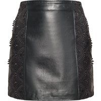 Leder-Minirock mit seitlicher Spitze