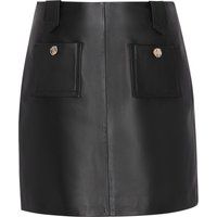 High-Waist Leder-Minirock mit Taschen