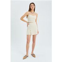 Skort aus Leinenmischung mit Wickelfront