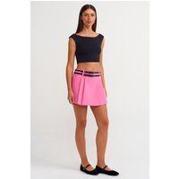 Hochtaillierter Falten-Skort mit Gürteln