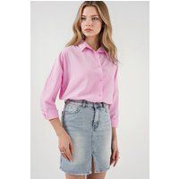 Hoch taillierter Denim-Minirock mit Schlitz