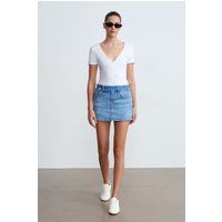 Strukturierter Denim-Minirock mit hoher Taille