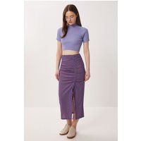 Gerafftes Midi mit Geometrie-Print