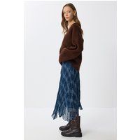 Asymmetrischer Midirock mit Karomuster