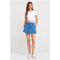 Jeans-Skater-Mini mit Spitzenbesatz