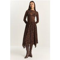 Asymmetrischer Samt-Midirock mit Blumenmuster
