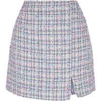 High-Waist Bouclé-Minirock mit Schlitz