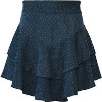 Jeans-Minirock mit Rüschen und Strass