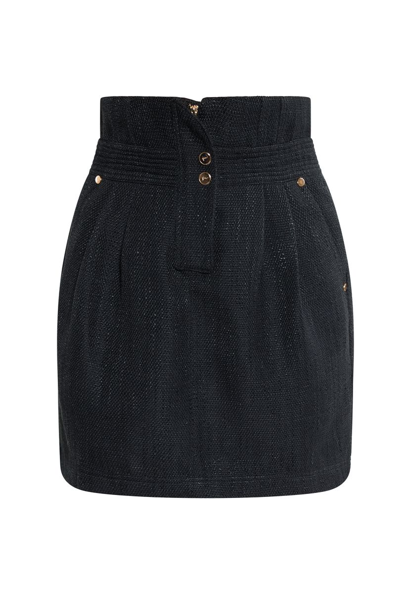 Strukturierter High-Waist-Mini mit Falten