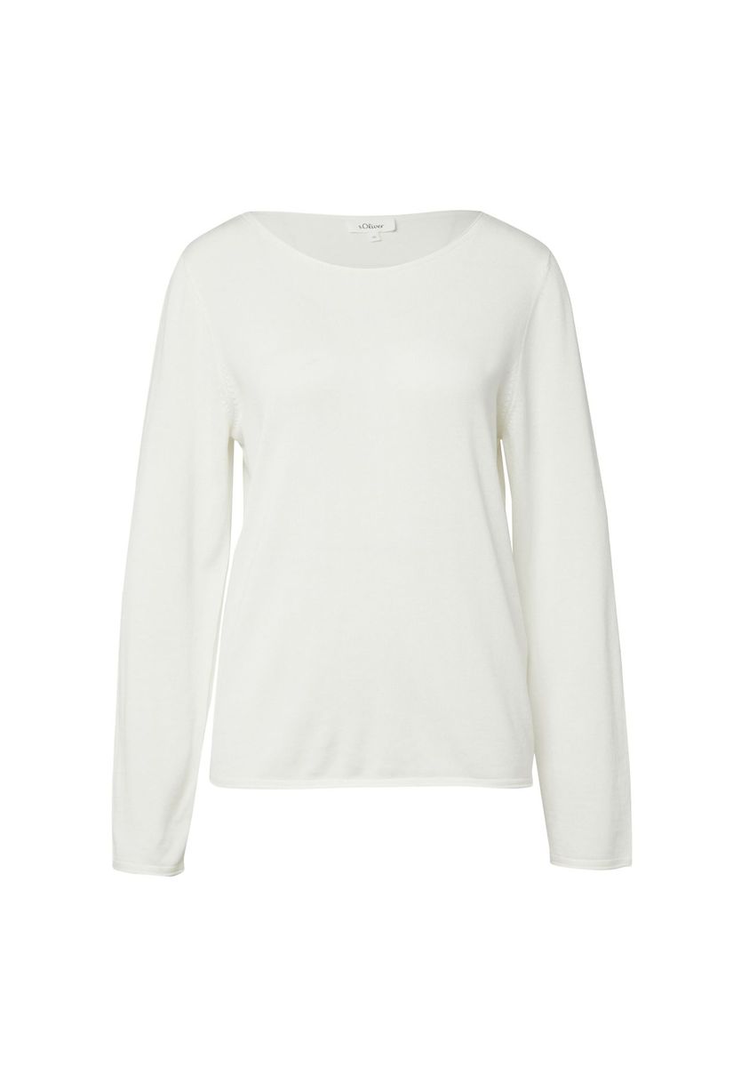 Minimalistischer Feinstrickpullover mit U-Boot-Ausschnitt