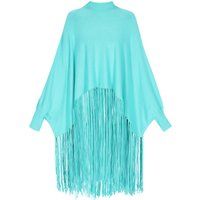 Boho-Strickponcho mit Fransen