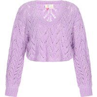 Kurz geschnittener Ajour-V-Ausschnitt-Pullover