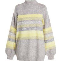 Übergroßer Gebürsteter Gestreifter Stehkragen-Pullover