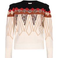 Jacquard-Strickpullover mit Pailletten