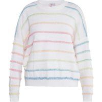 Strukturierter Strickpullover mit bunten Streifen