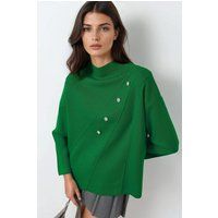 Strickpullover mit Stehkragen und Knöpfen